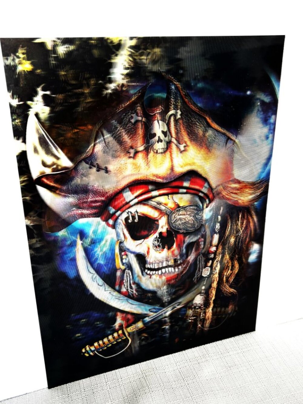 Pirate Skull & Cross Bones Holographic 3d lenticular 3 In 1 Poster 12”x16” NWOT